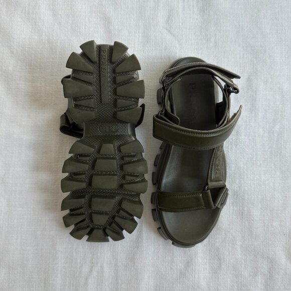Prada Chunky Sandals in Olive Green Leather - Size 39 - Picture 4 of 10